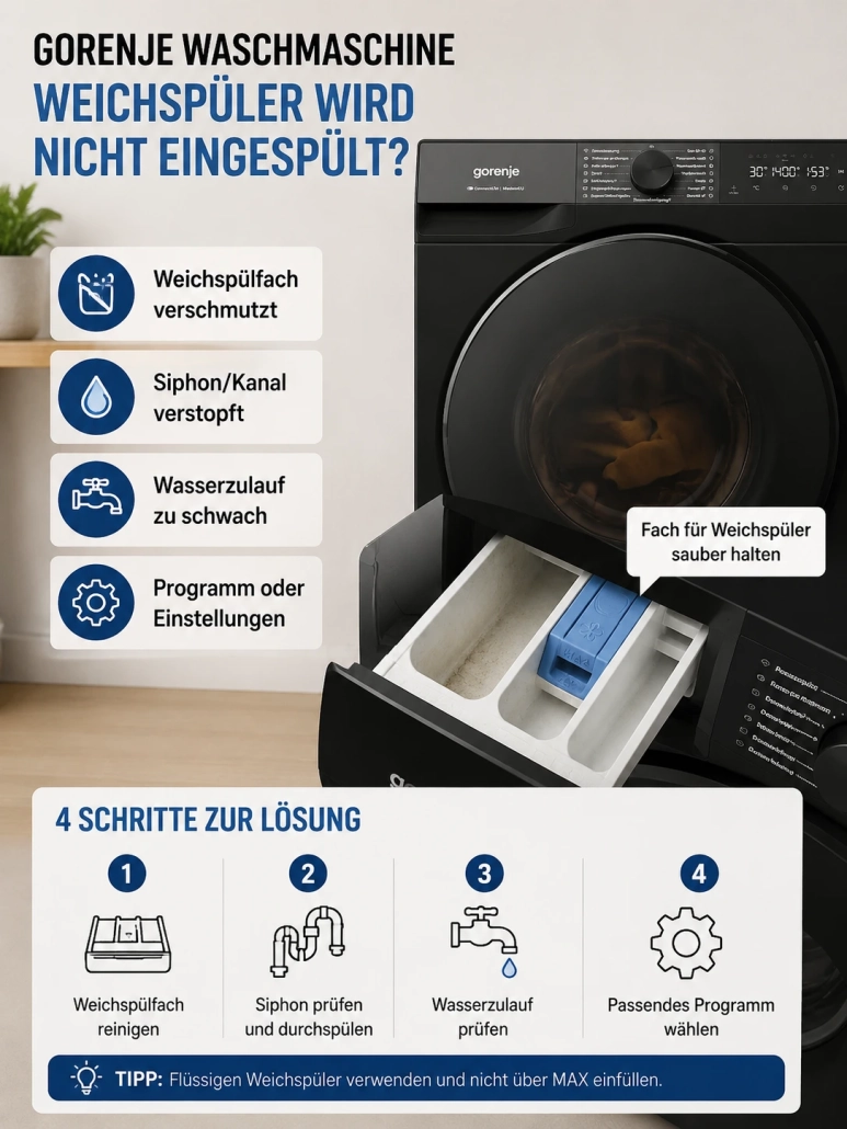 Gorenje Waschmaschine spült den Weichspüler nicht ein