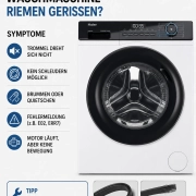 Haier Waschmaschine mit schwarzer Blende und Bedienfeld, Trommel stillstehend