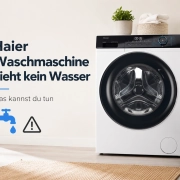 Haier Waschmaschine mit schwarzem Display und weißem Körper