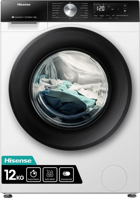 Hisense WF3S1243BW3 Waschmaschine 12kg mit Dampf und Inverter-Motor
