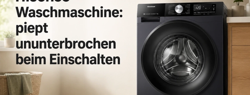 Hisense Waschmaschine in einem hellen Raum mit einem Dauer-Alarm