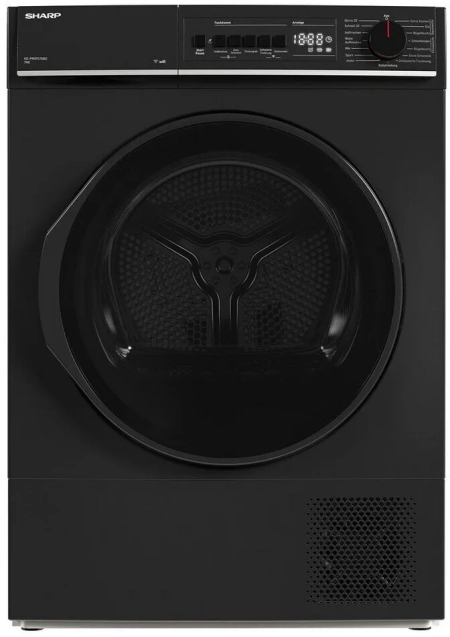 Sharp KD-PRO7S7GBD-DE Wärmepumpentrockner, schwarzer 7-kg-Trockner mit WiFi und Sensortrocknung