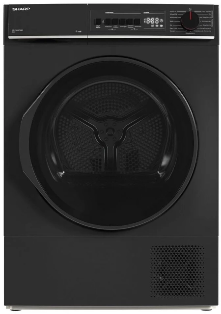 Sharp KD-PRO8S7GBC-DE Wärmepumpentrockner, schwarzer 8-kg-Trockner mit modernen Funktionen