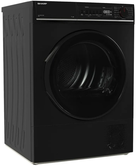 Sharp KD-PRO9S7GBB-DE Wärmepumpentrockner, schwarzer 9-kg-Trockner mit WiFi, Sensortrocknung und PRO-Komfort