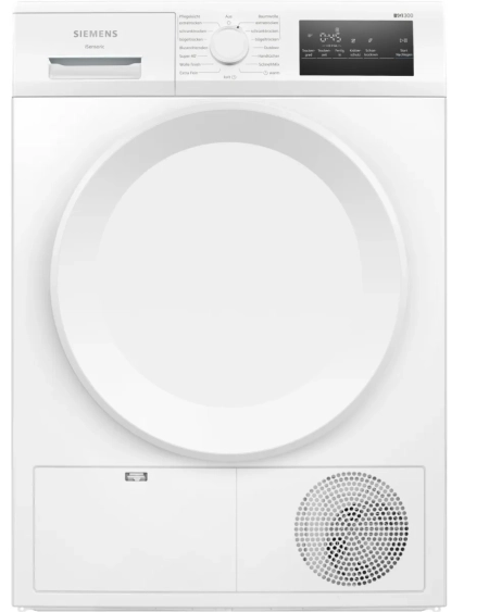 Siemens WT43H004 Wärmepumpentrockner - Frontansicht, weißes Design