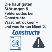 Ein Constructa Wäschetrockner mit einem Ausrufezeichen und Werkzeug Symbolen