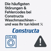 Ein Bild mit Constructa Waschmaschine, Werkzeug und Warnsymbol