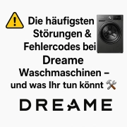 Ein Bild mit einer schwarzen Waschmaschine und einem Warndreieck